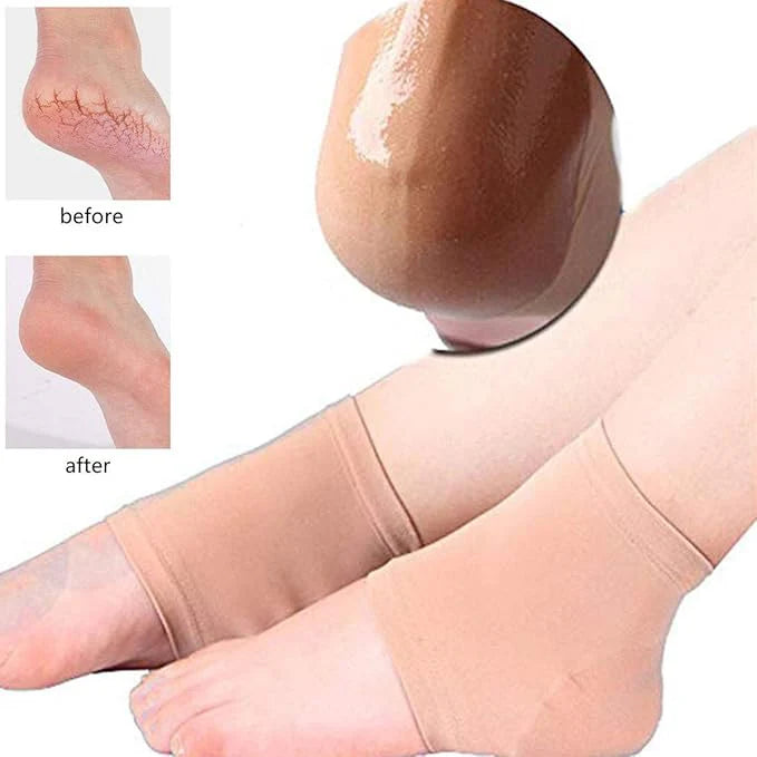 Moisturizing Silicone Gel Heel Socks – Metatarsal Sleeve Cushions for Runners, Bone Spur & Foot Pain Relief (1 Pair)